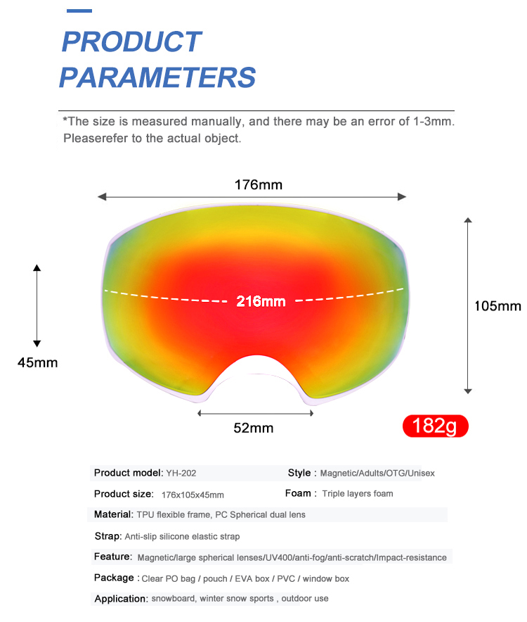  Magnetic Adults ski goggles YH202(图3)